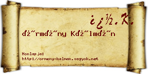 Örmény Kálmán névjegykártya